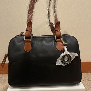 NWT Leather Isaac Mizrahi Live Bridgehampton Triple Zipper Satchel